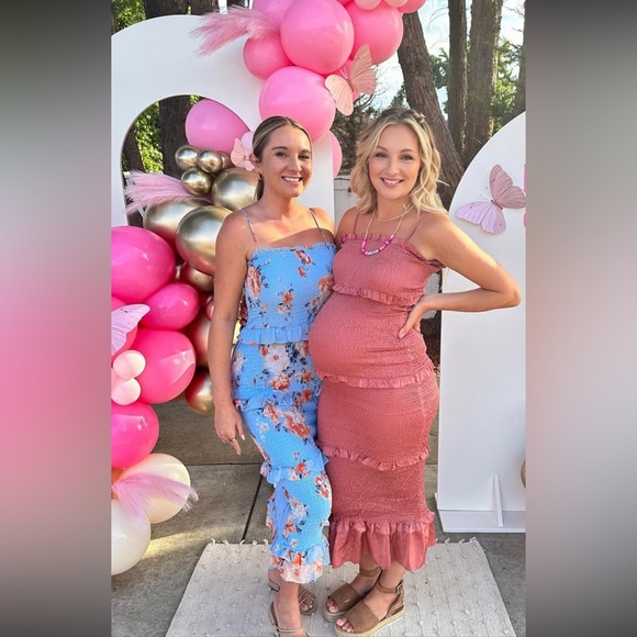 bebe Dresses & Skirts - Bebe Blue Floral Ruffle Dress - Size M